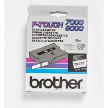 Banda de etichete Brother 12mmx15m, negru pe transparent, TX131