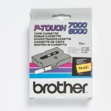 Banda de etichete Brother 12mmx15m, negru pe galben, TX631