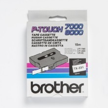 Banda de etichete Brother 12mmx15m, negru pe alb, TX231
