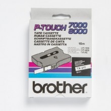 Banda de etichete Brother 6mmx15m, negru pe alb, TX211