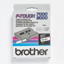 Banda de etichete Brother 9mmx15m, negru pe alb, TX221