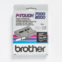 Banda de etichete Brother 12mmx15m, alb pe negru, TX335