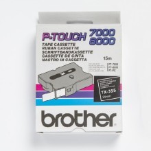 Banda de etichete Brother 24mmx15m, alb pe negru, TX355