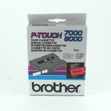 Banda de etichete Brother 12mmx15m, negru pe rosu, TX431