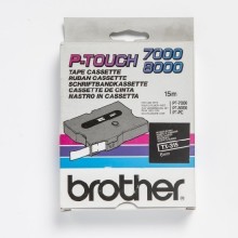 Banda de etichete Brother 6mmx15m, alb pe negru, TX315