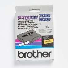 Banda de etichete Brother 9mmx15m, negru pe galben, TX621