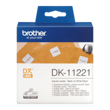 Banda de etichete Brother 23mmx23mm, 1000 et./rola, negru pe alb, DK11221