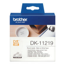 Banda de etichete Brother 12mm diametru, 1200 et./rola, negru pe alb, DK11219