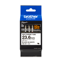 Banda de etichete termocontractibila Brother 23.6mmx1.5m, negru pe alb, HSE251