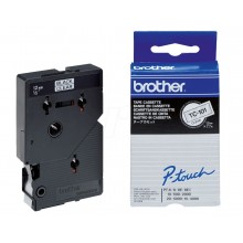 Banda de etichete Brother 12mmx7.7m, negru pe transparent, TC101