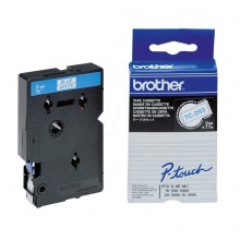Banda de etichete Brother 9mmx7.7m, albastru pe alb, TC293