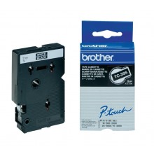 Banda de etichete Brother 9mmx7.7m, alb pe negru, TC395