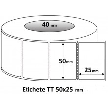 Etichete TT 50x25mm, diam 40mm, 1500 buc./rola