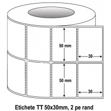 Rola etichete TT 50x30mm, diam 40mm, 2450 buc./rola, 2 randuri