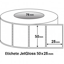 Rola etichete inkjet JetGloss 50x25mm, diam 76mm, 5000 buc./rola